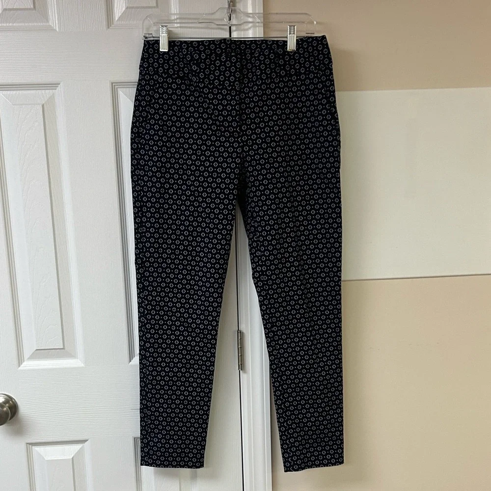 LOFT Geometric Print Julie Skinny Dress Pants Career
